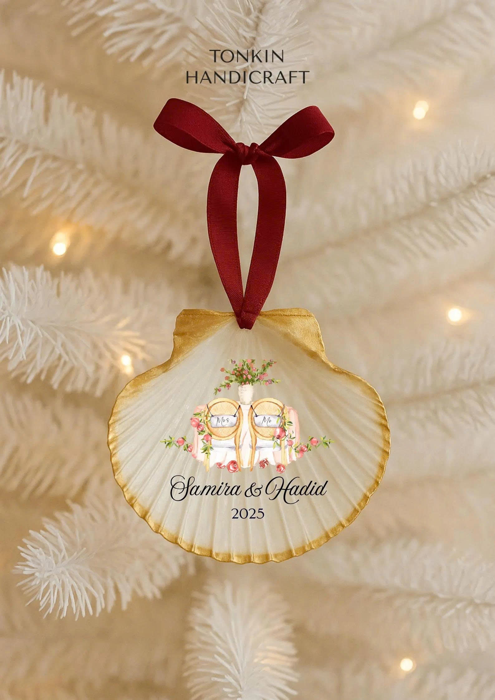 Personalized Engagement Shell Ornament 15