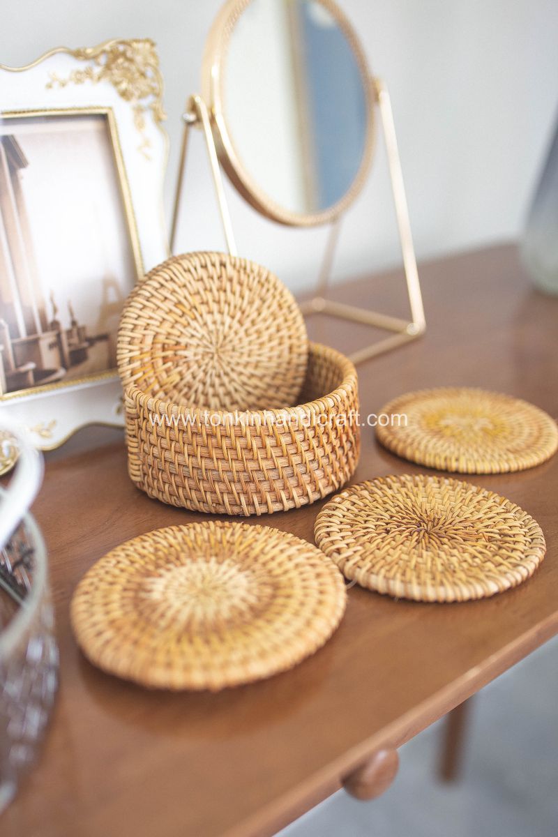 Set of 6 Rattan Coasters - TONKIN HANDICRAFT