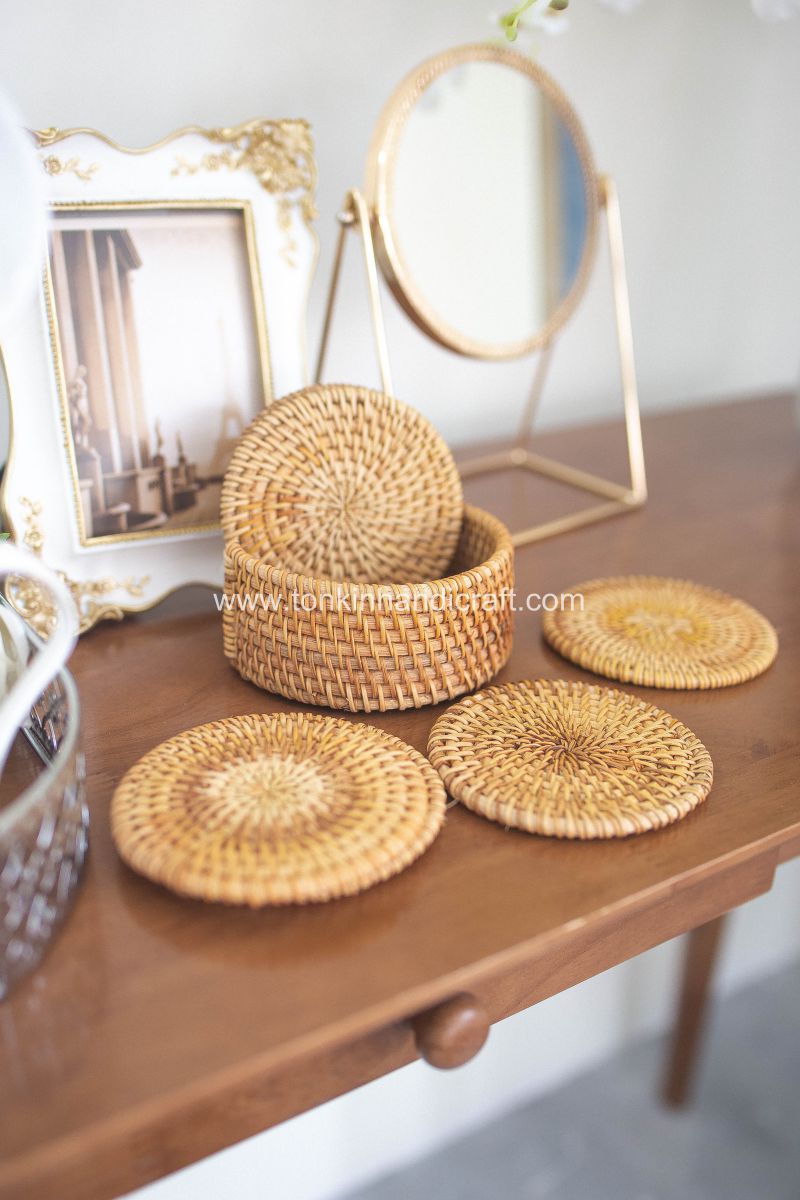 Set of 6 Rattan Coasters - TONKIN HANDICRAFT