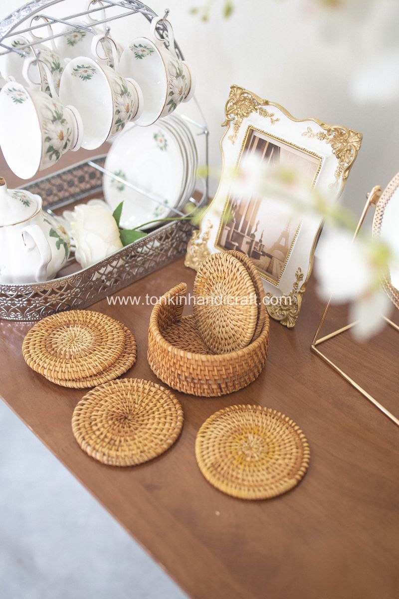 Set of 6 Rattan Coasters - TONKIN HANDICRAFT