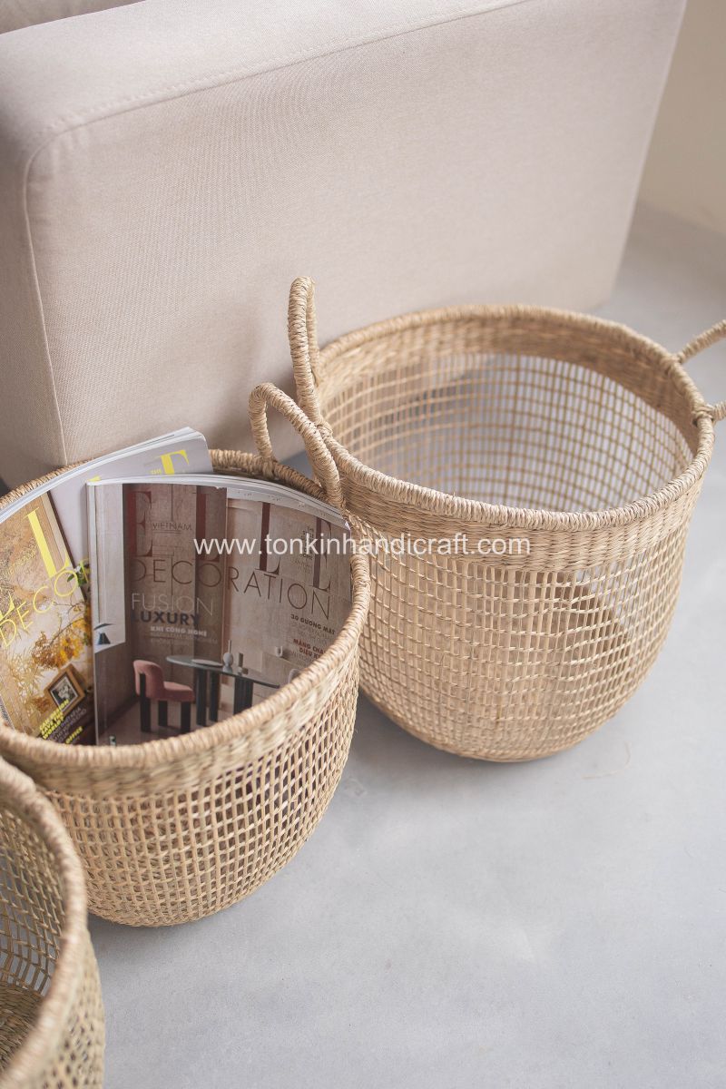 Set of 2 Floppy Seagrass Baskets - TONKIN HANDICRAFT