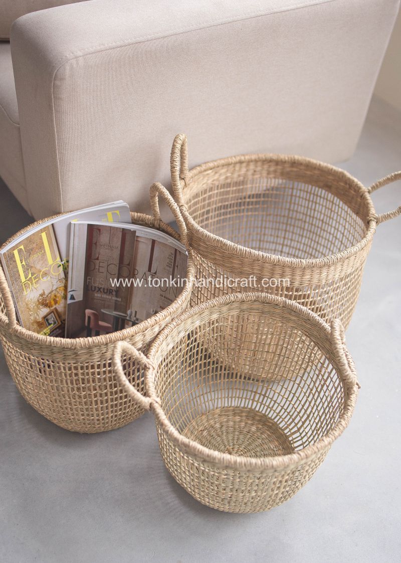 Set of 2 Floppy Seagrass Baskets - TONKIN HANDICRAFT