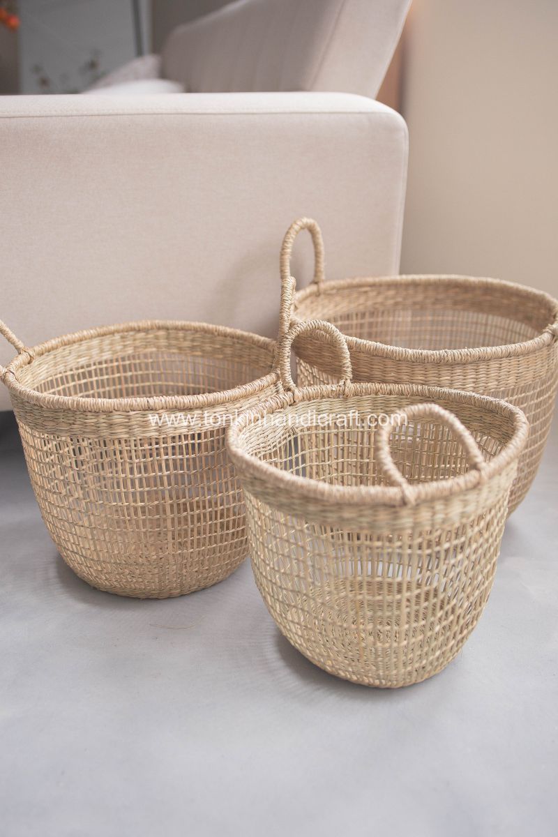 Set of 2 Floppy Seagrass Baskets - TONKIN HANDICRAFT