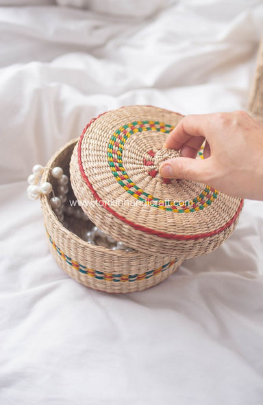 Basket with lid - TONKIN HANDICRAFT