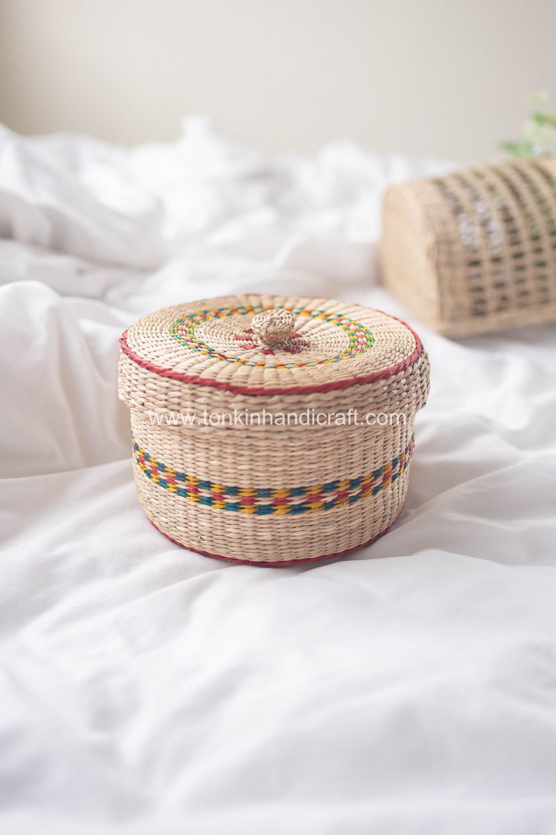 Basket with lid - TONKIN HANDICRAFT