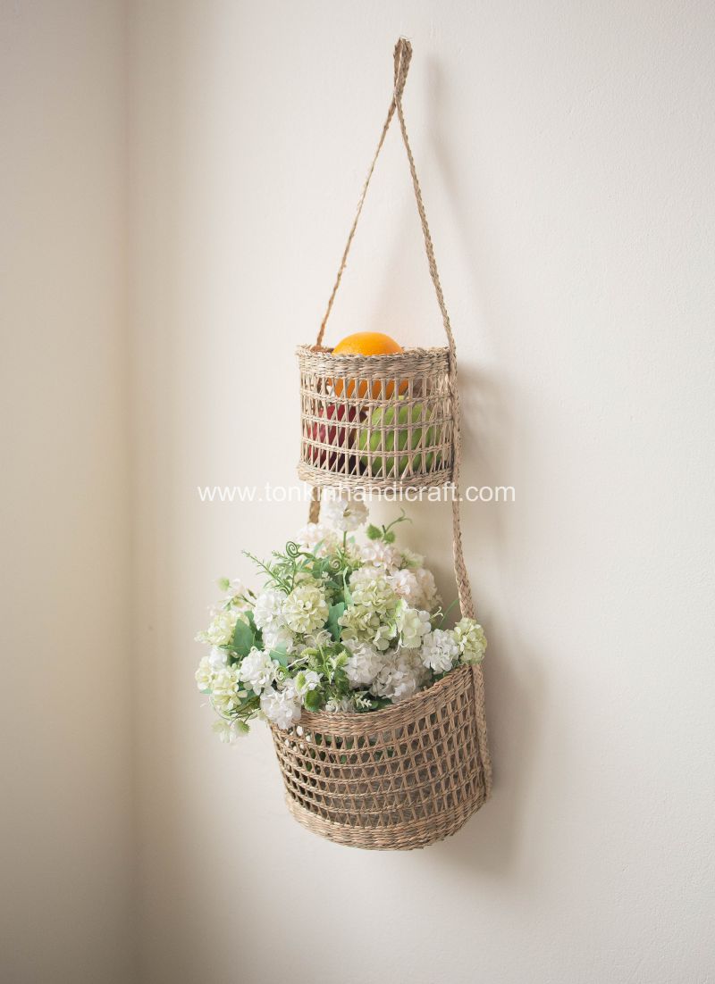 Seagrass Hanging fruit 2-tiers basket