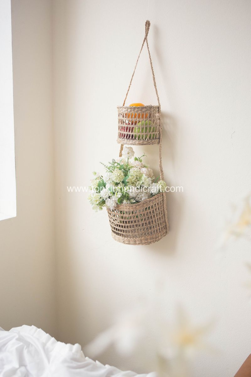 Seagrass Hanging fruit 2-tiers basket