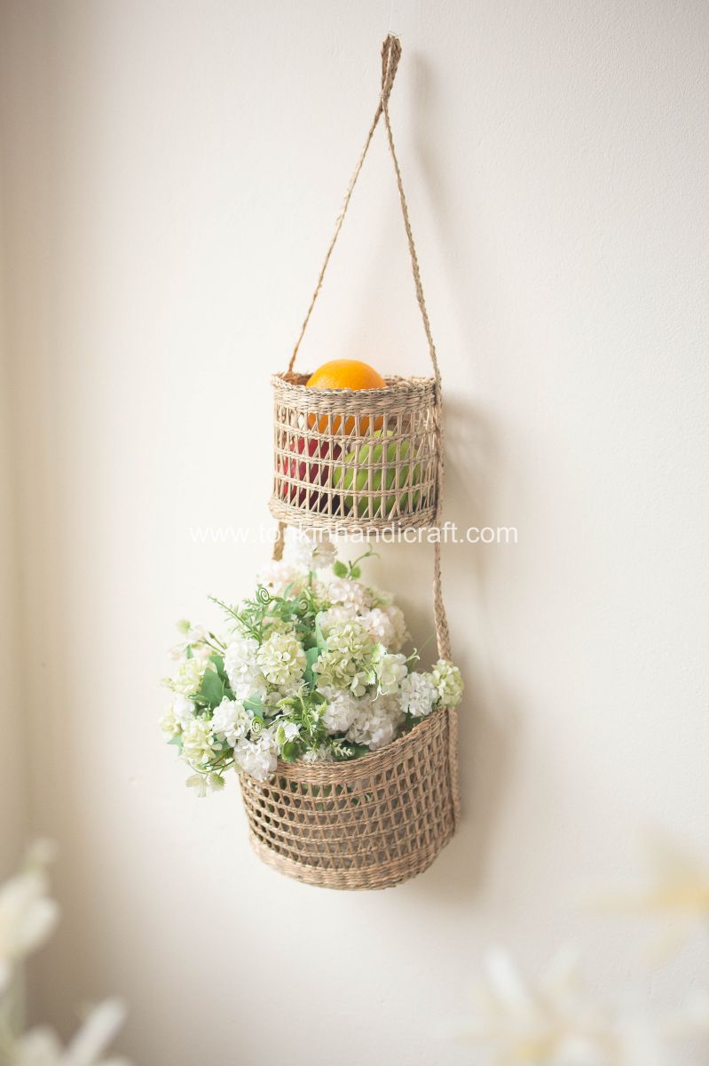 Seagrass Hanging fruit 2-tiers basket