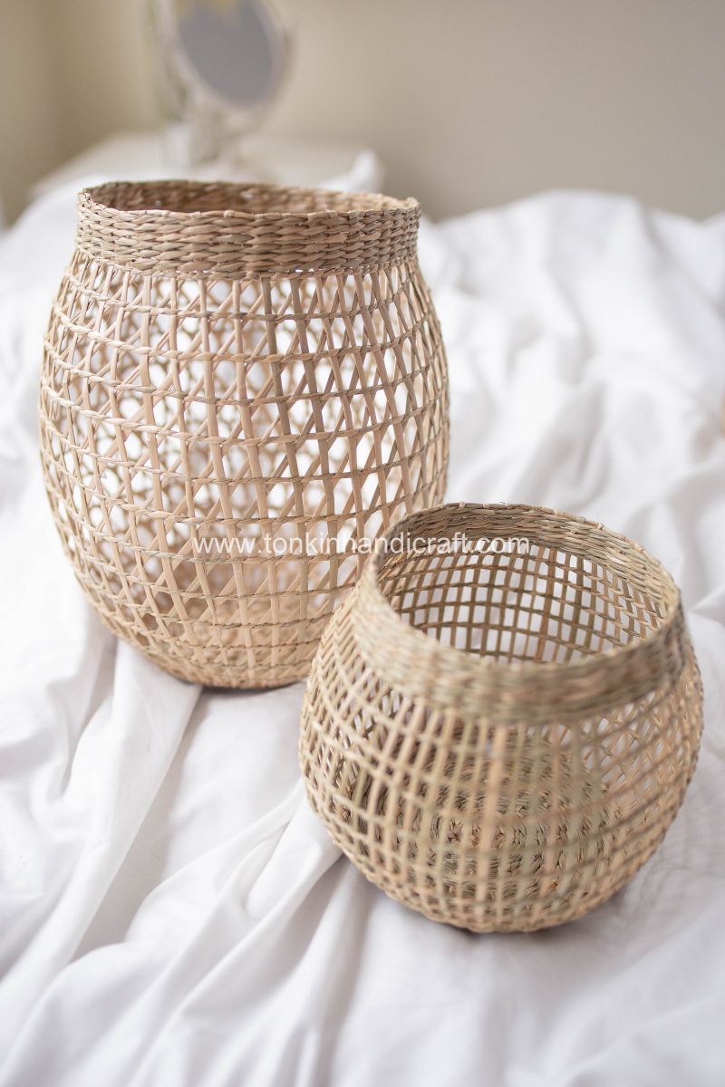 Set of 2 Seagrass Candle Holder