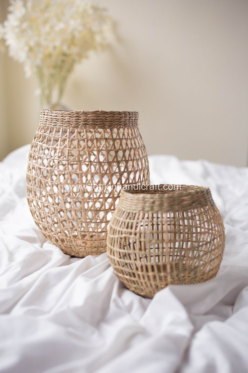 Set of 2 Seagrass Candle Holder