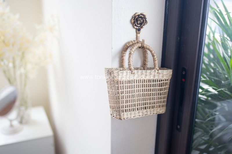 Bin Seagrass natural weave Baskets with handle for Baby