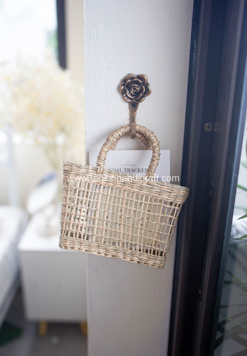 Bin Seagrass natural weave Baskets with handle for Baby