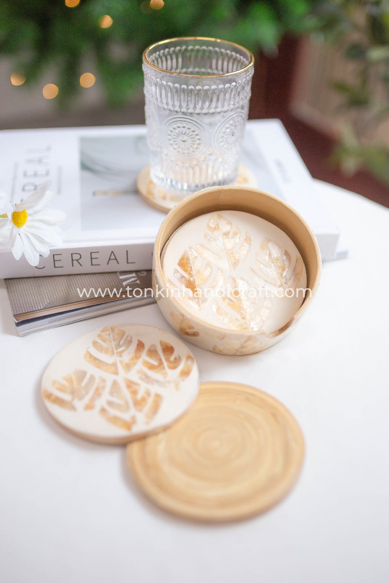 PERSONALIZED Mother of Pearl Coasters - TONKIN HANDICRAFT