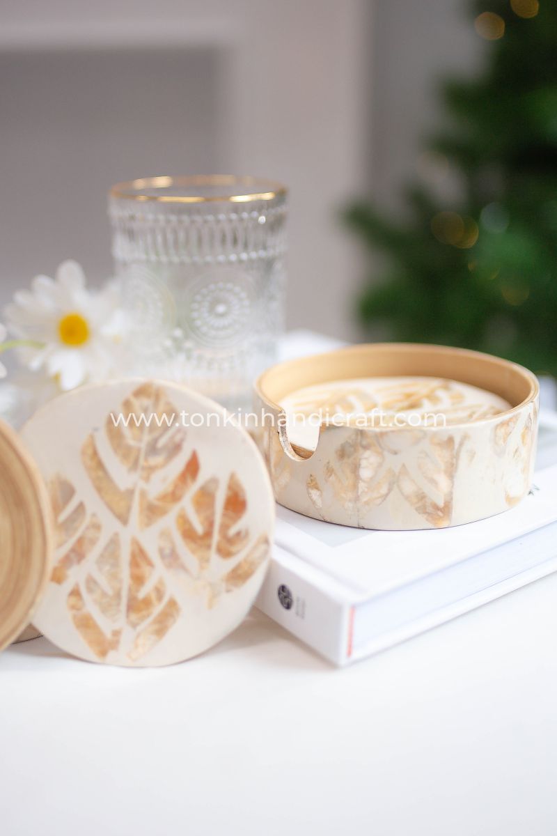 PERSONALIZED Mother of Pearl Coasters - TONKIN HANDICRAFT