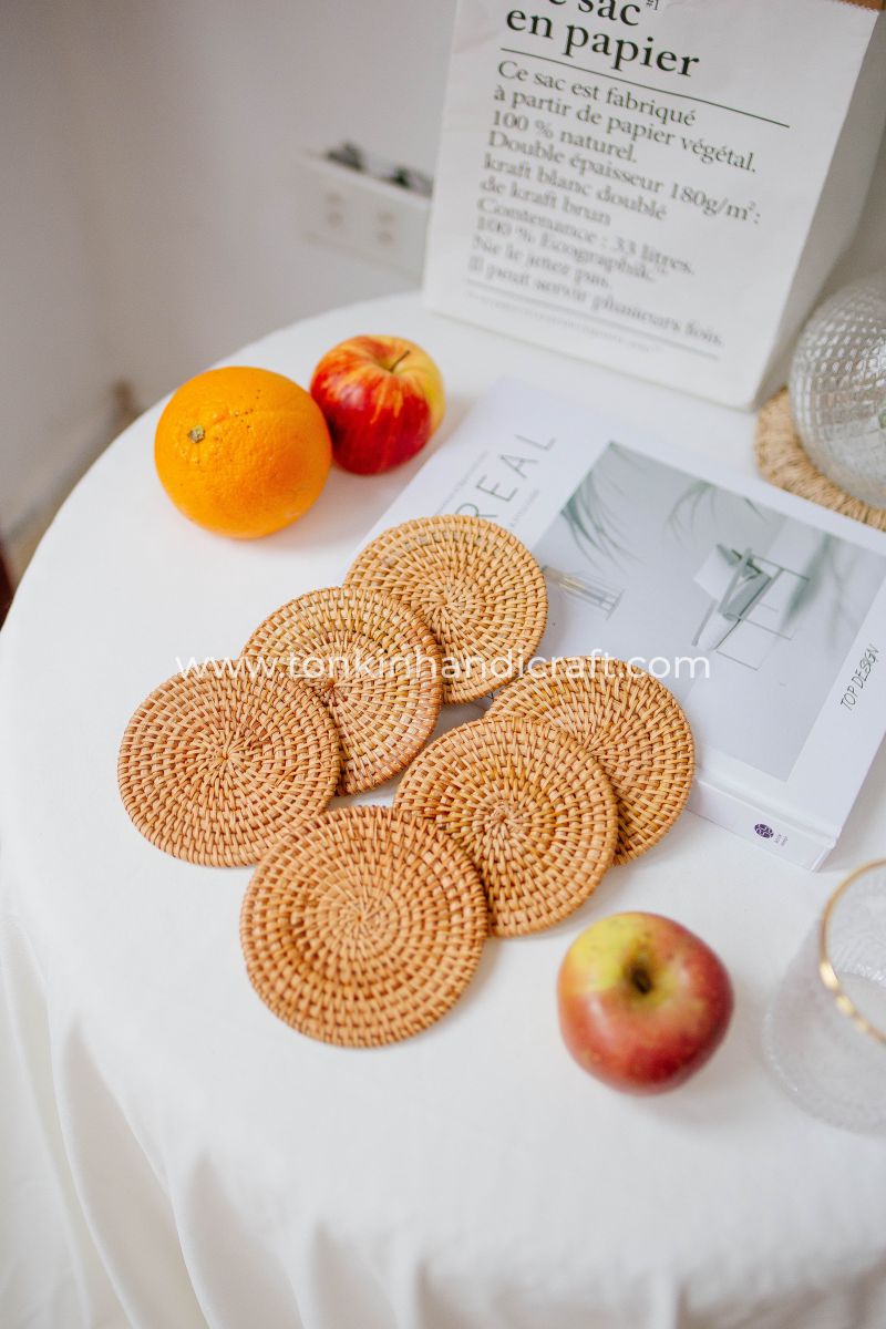 Set of 6 Rattan Coasters - TONKIN HANDICRAFT