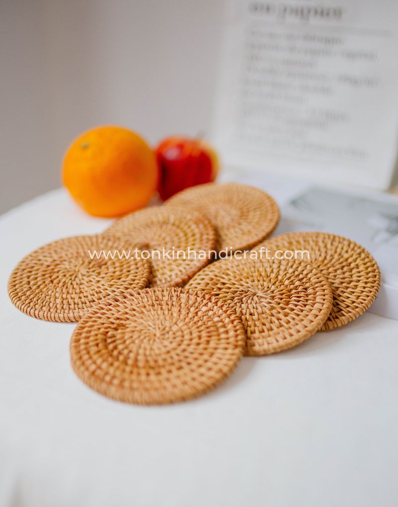 Set of 6 Rattan Coasters - TONKIN HANDICRAFT