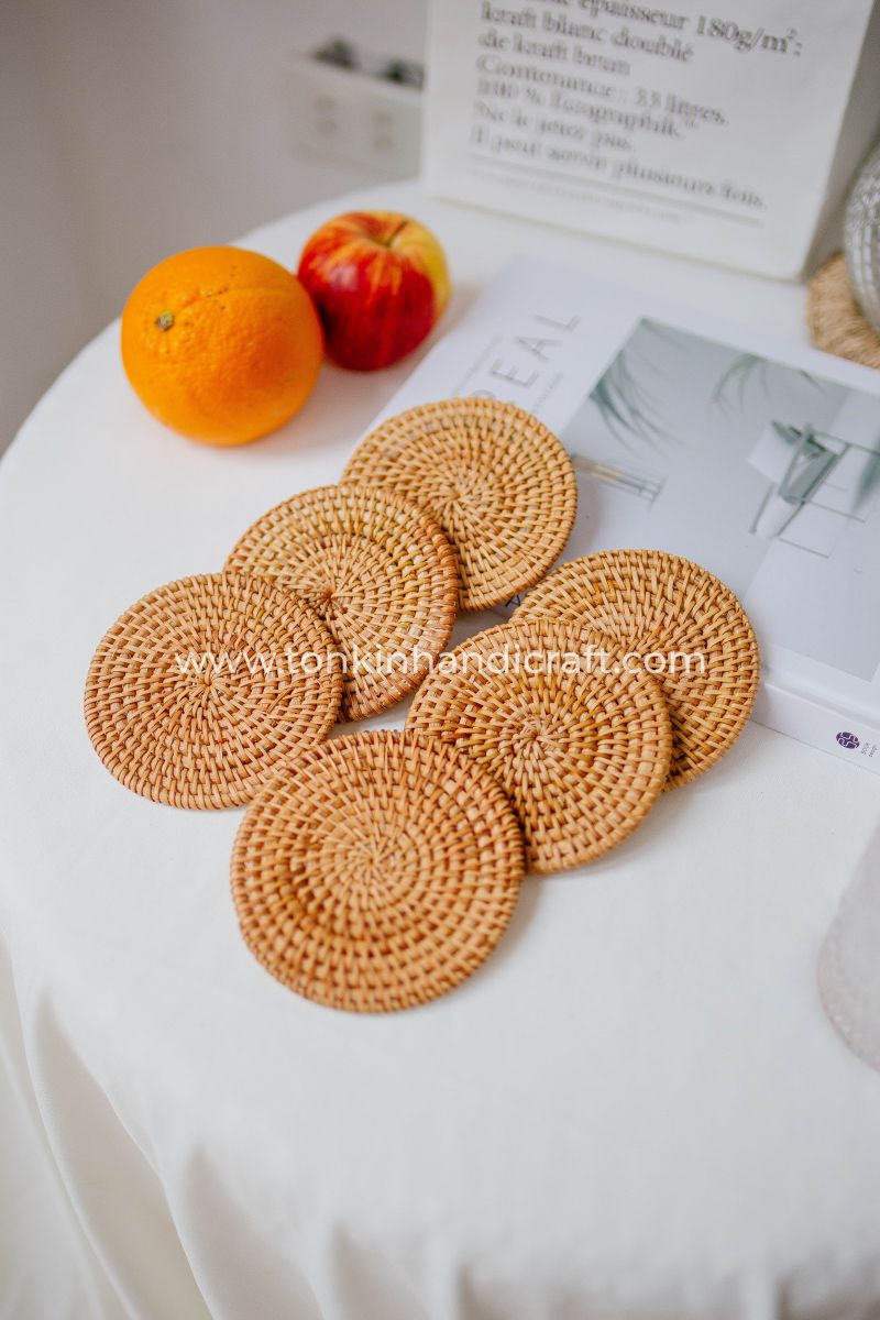 Set of 6 Rattan Coasters - TONKIN HANDICRAFT