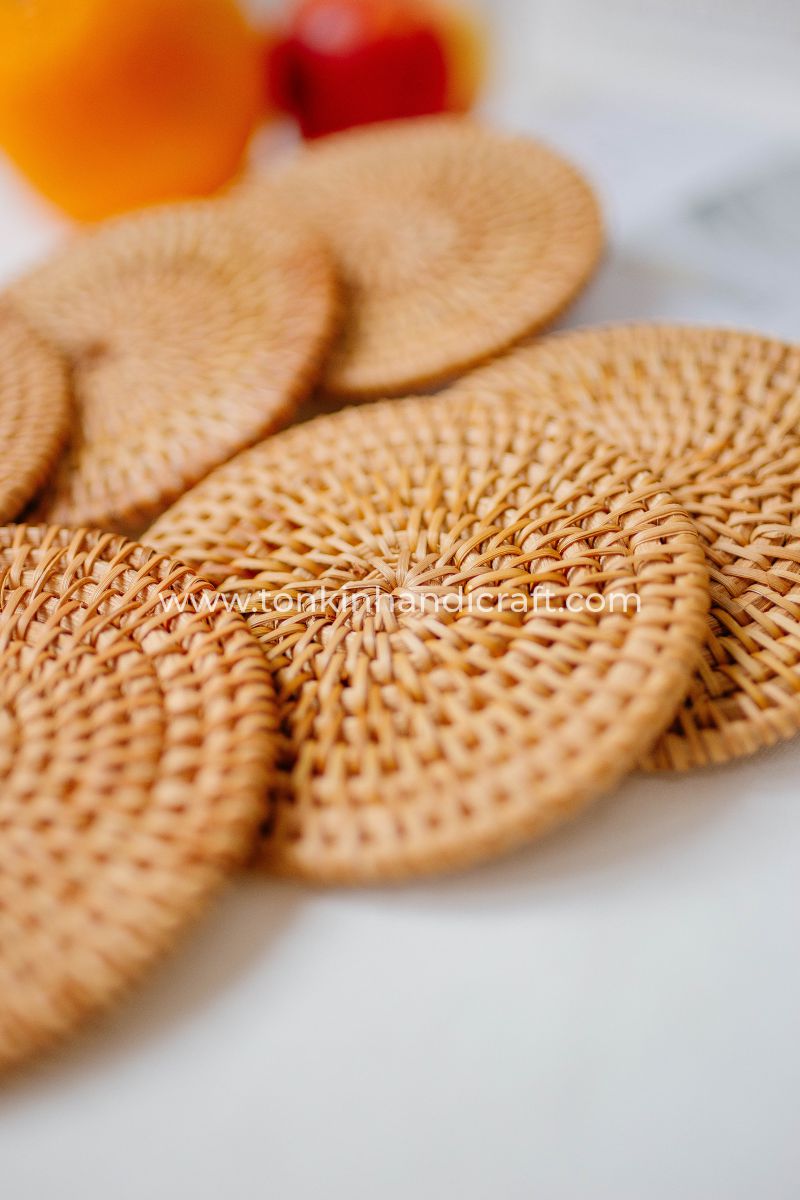 Set of 6 Rattan Coasters - TONKIN HANDICRAFT