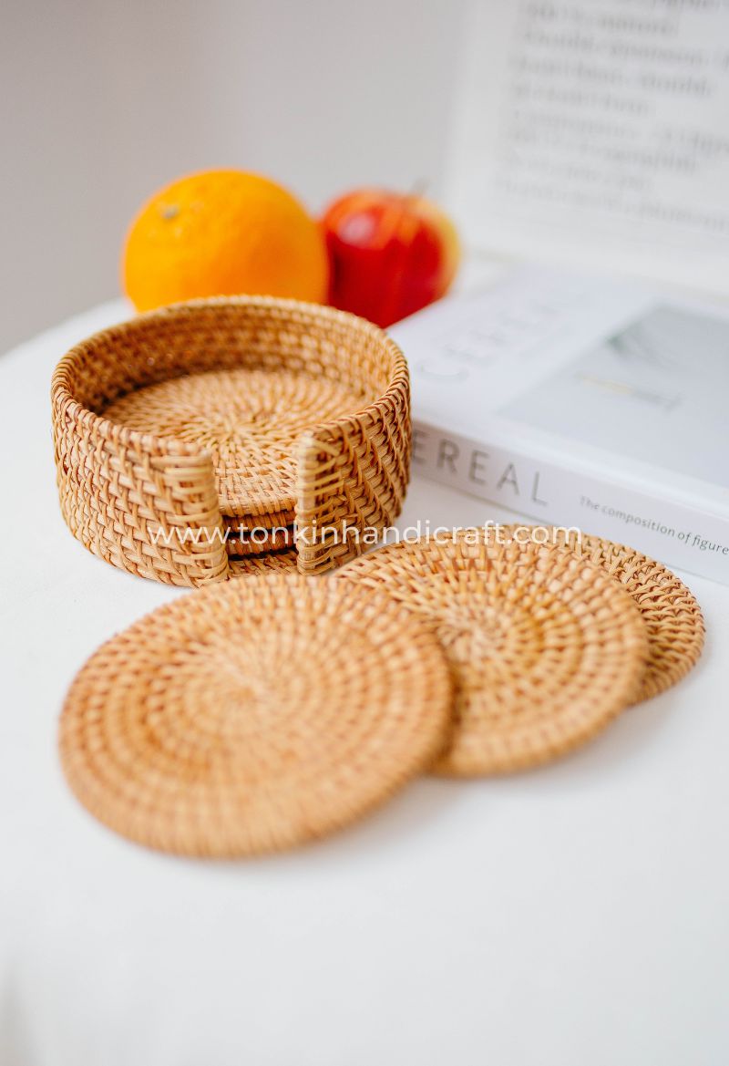 Set of 6 Rattan Coasters - TONKIN HANDICRAFT