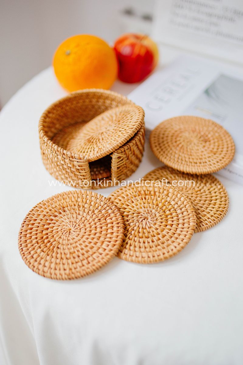 Set of 6 Rattan Coasters - TONKIN HANDICRAFT