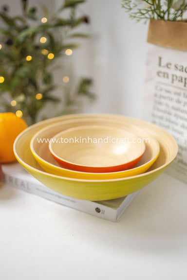 Set of 3 Round Bamboo Bowl - TONKIN HANDICRAFT