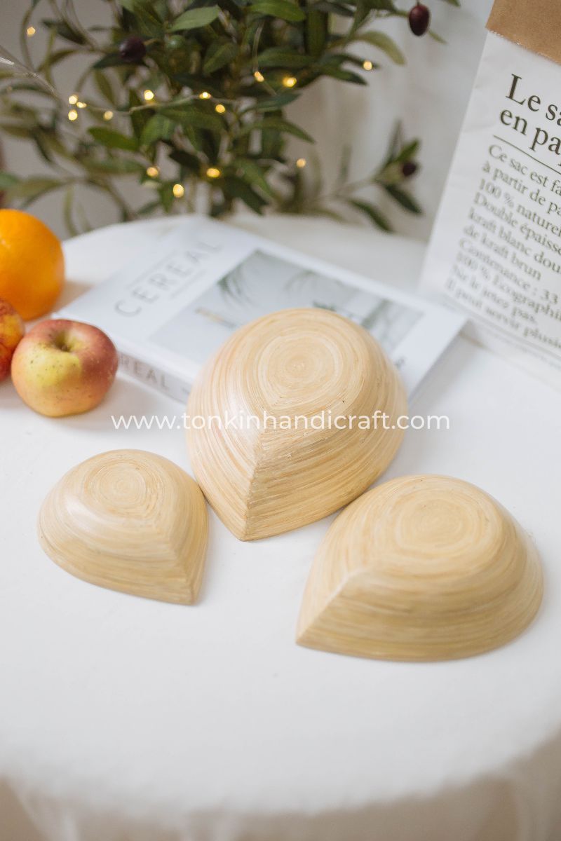 Set of 3 Bamboo Waterdrop Plate - TONKIN HANDICRAFT