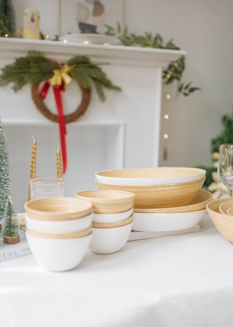 Set of 12 Bamboo Bowls and Trays - TONKIN HANDICRAFT