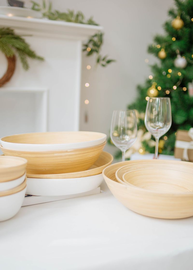 Set of 12 Bamboo Bowls and Trays - TONKIN HANDICRAFT