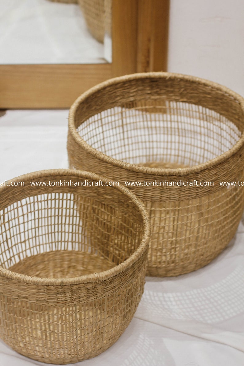 Set of 3 Bonny floppy Seagrass Baskets - TONKIN HANDICRAFT