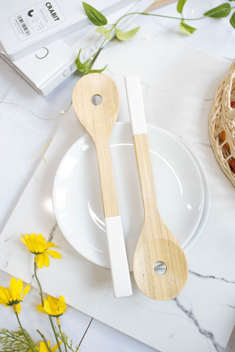 Personalized Salad Bamboo Slott Utensils