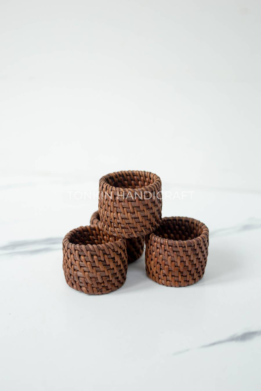 Set of 4 Rattan Brown Napkin Ring