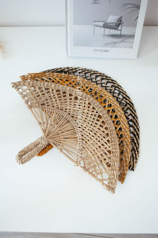 Set of 3 seagrass woven fans - TONKIN HANDICRAFT