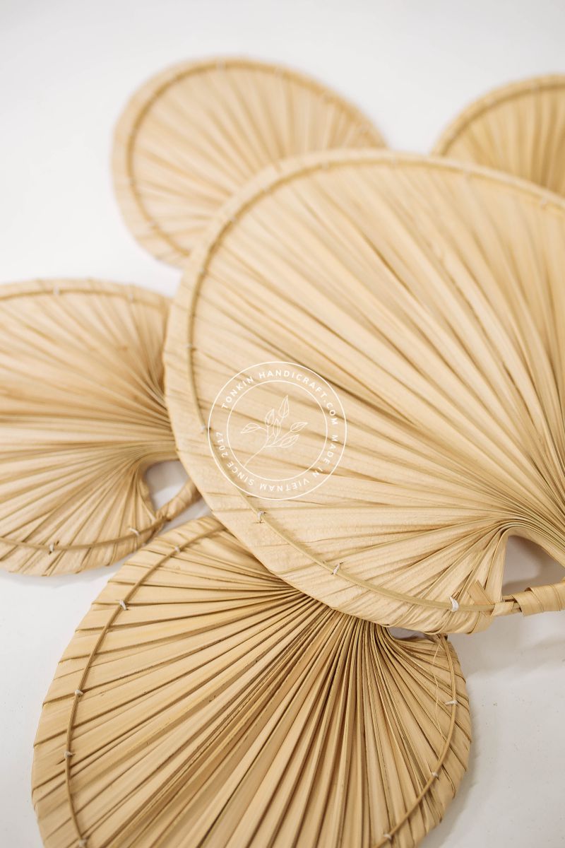 Set of 6 Palm Dried fans - TONKIN HANDICRAFT