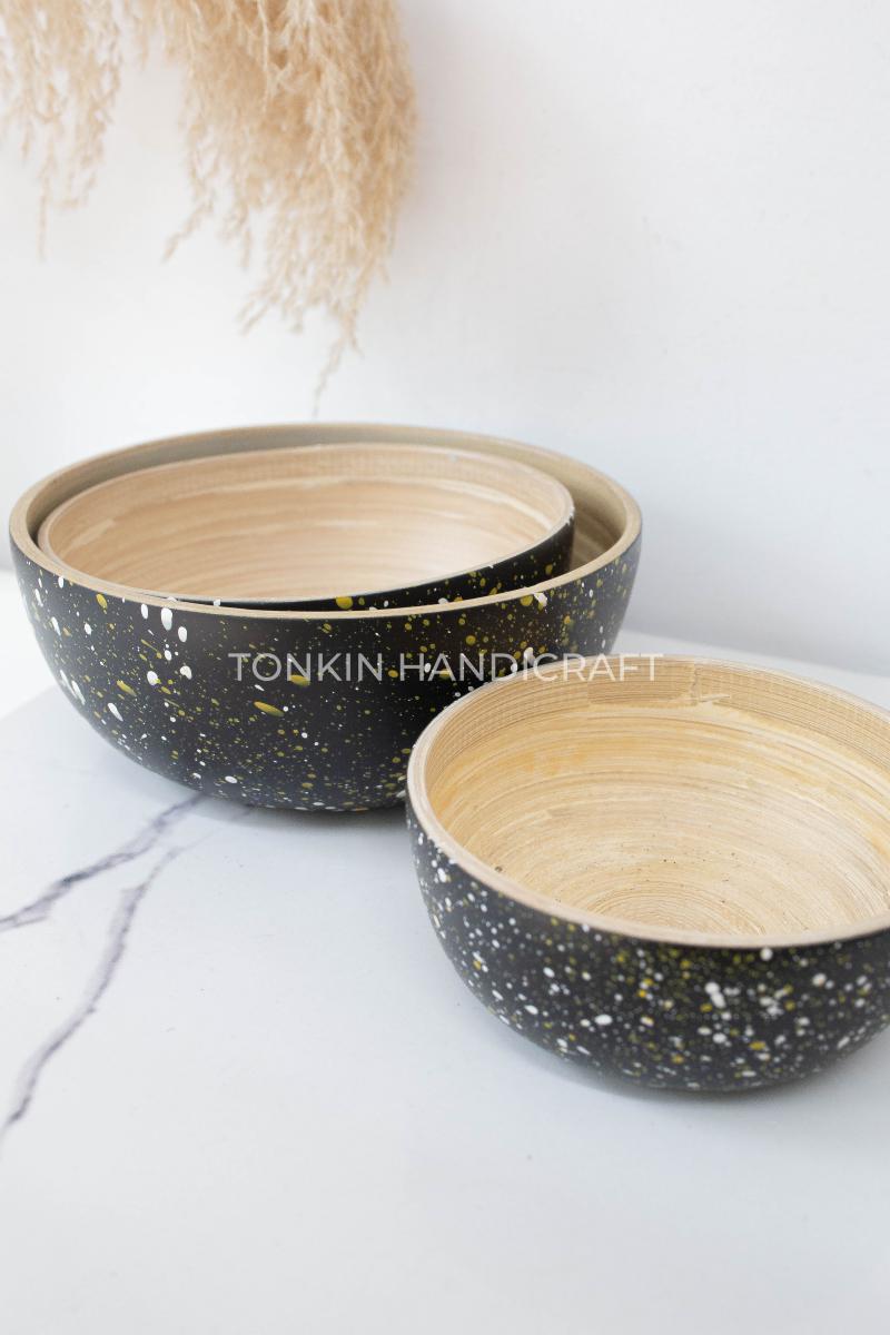 Set of 3 Dot Bamboo Bowl - TONKIN HANDICRAFT