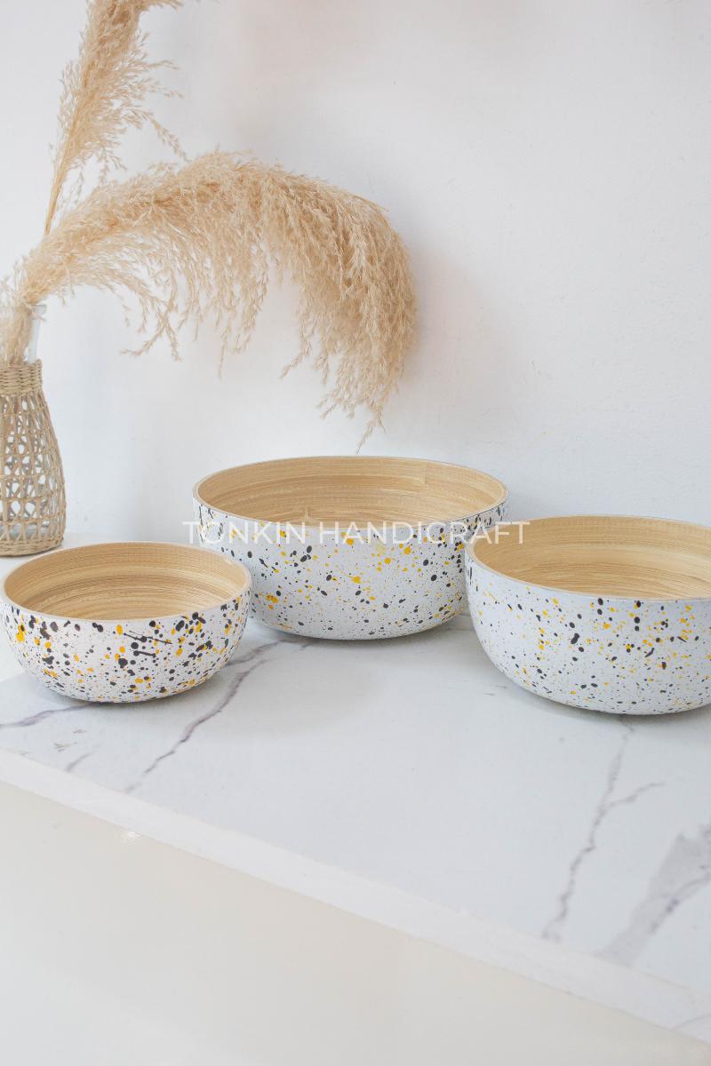 Set of 3 Dot Bamboo Bowl - TONKIN HANDICRAFT