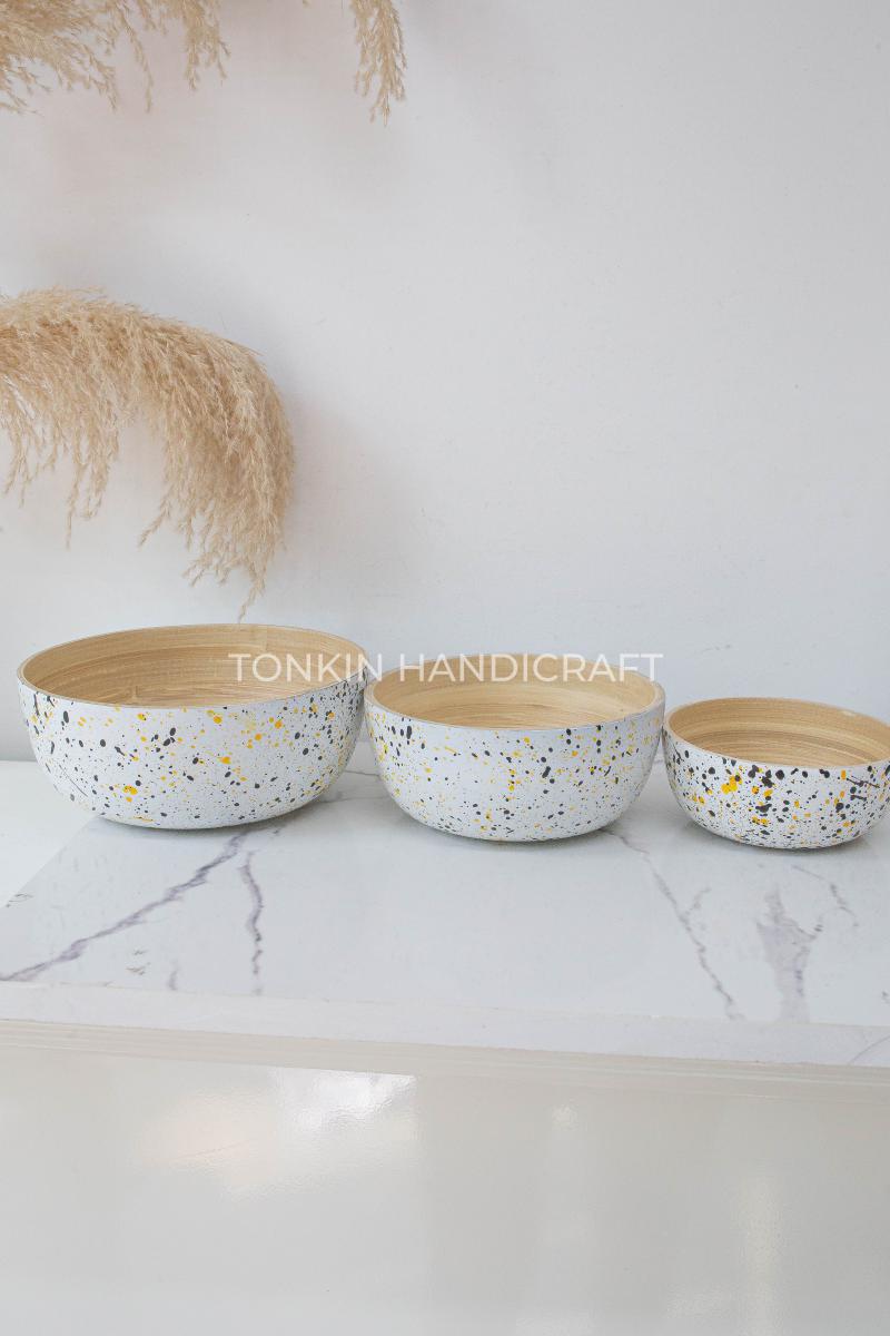 Set of 3 Dot Bamboo Bowl - TONKIN HANDICRAFT