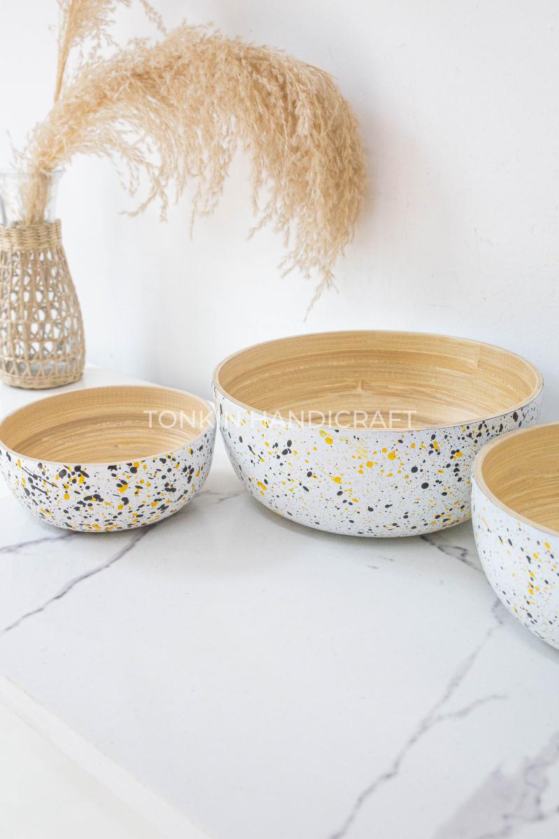 Set of 3 Dot Bamboo Bowl - TONKIN HANDICRAFT