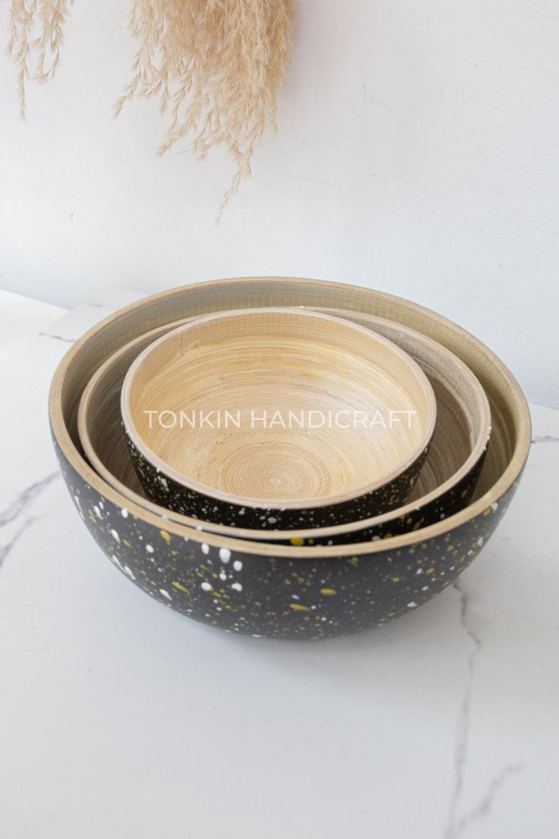 Set of 3 Dot Bamboo Bowl - TONKIN HANDICRAFT