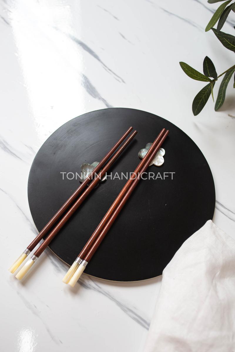 Personalized Rosewood Chopsticks with Mother of Pearl