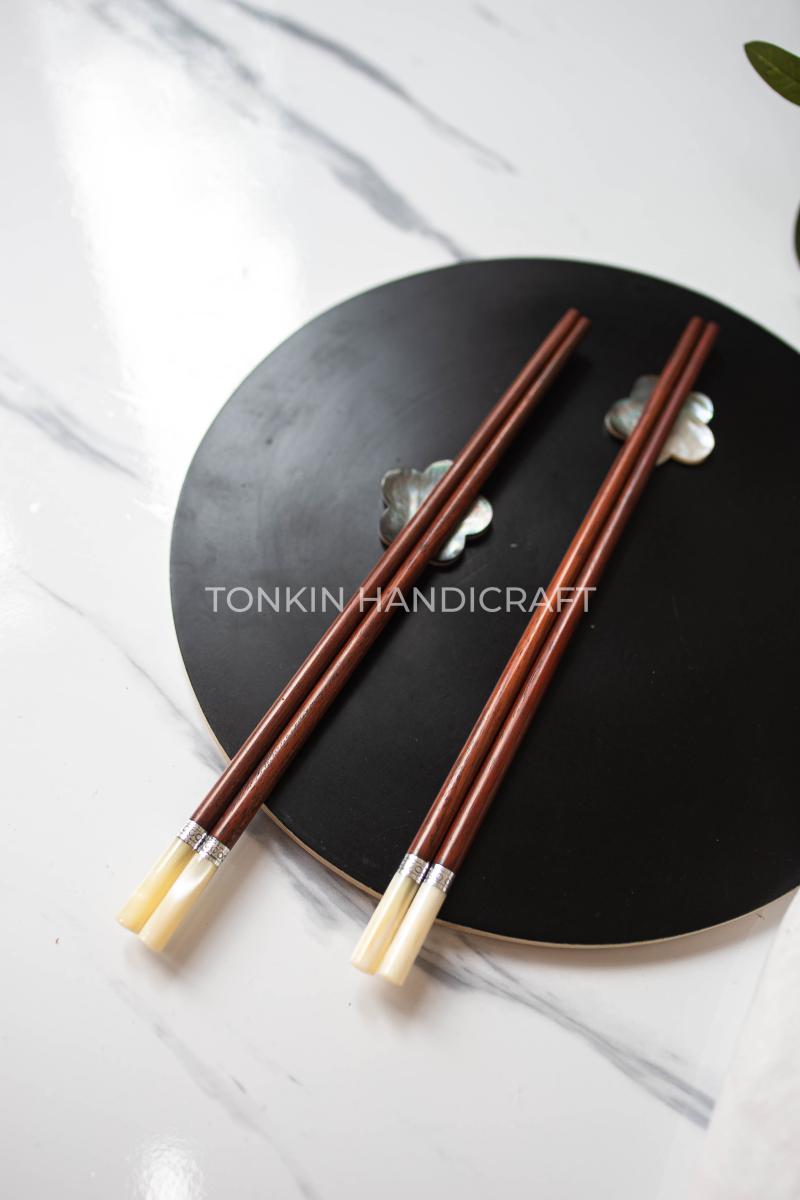 Personalized Rosewood Chopsticks with Mother of Pearl