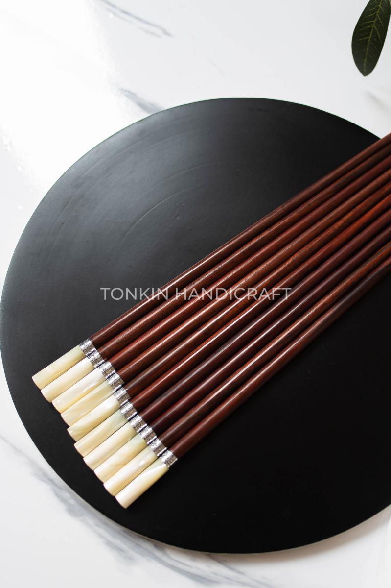 Personalized Rosewood Chopsticks with Mother of Pearl