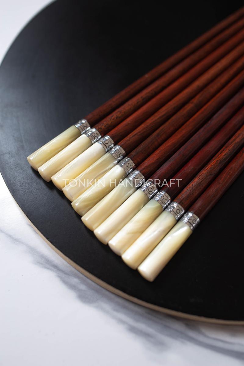 Personalized Rosewood Chopsticks with Mother of Pearl