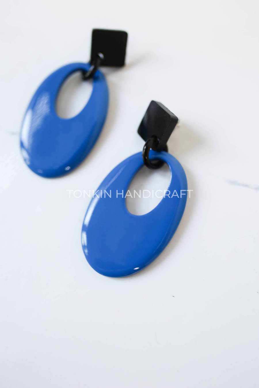 Blue Buffalo Horn Earrings