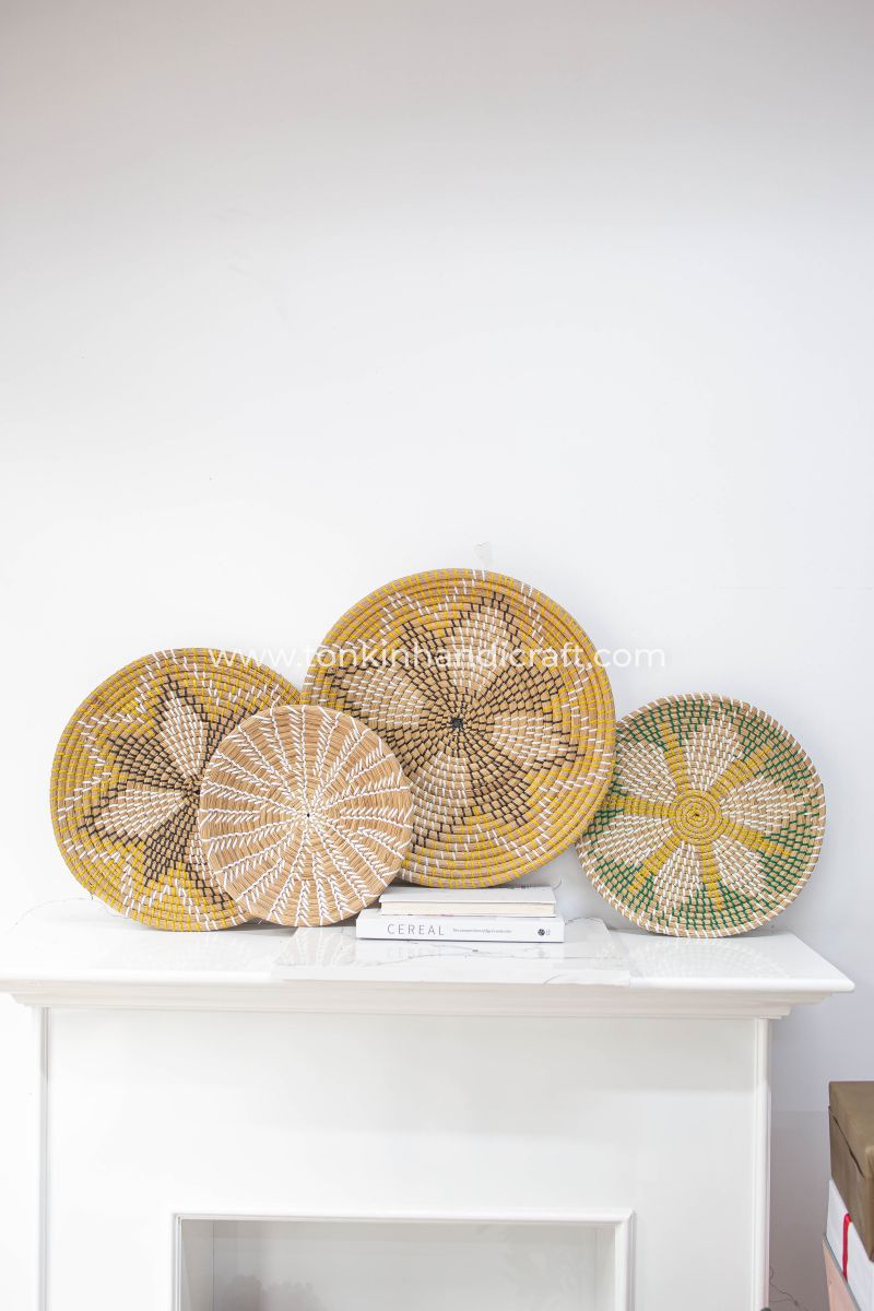 Set of 4 Basket Wall Home Decor Woven Basket