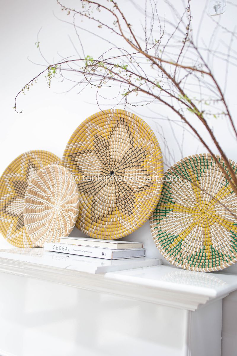 Set of 4 Basket Wall Home Decor Woven Basket