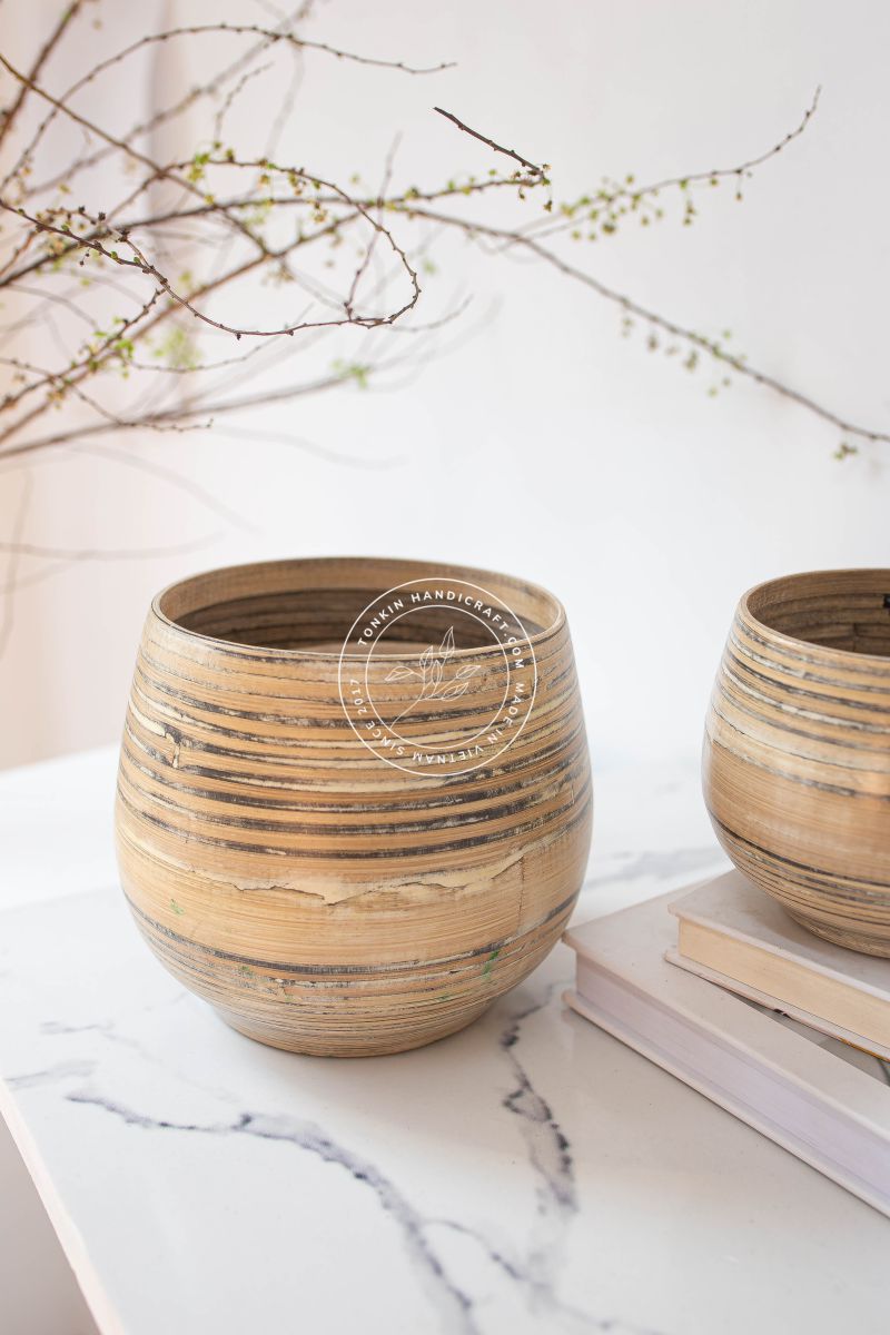 Bamboo Plant Pot, Bamboo handmade planter