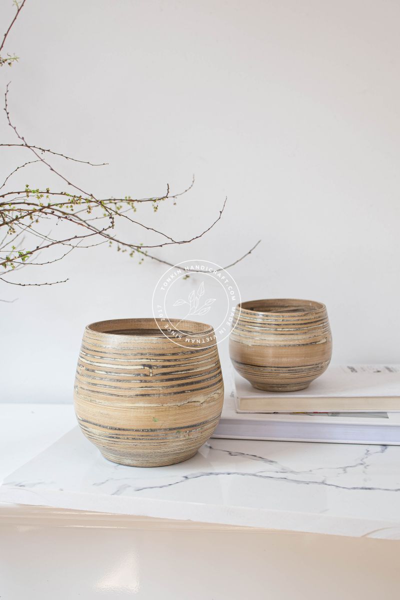 Bamboo Plant Pot, Bamboo handmade planter