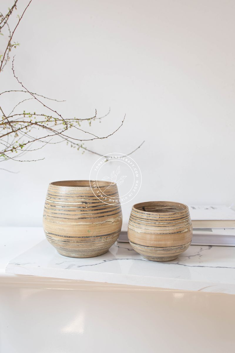 Bamboo Plant Pot, Bamboo handmade planter