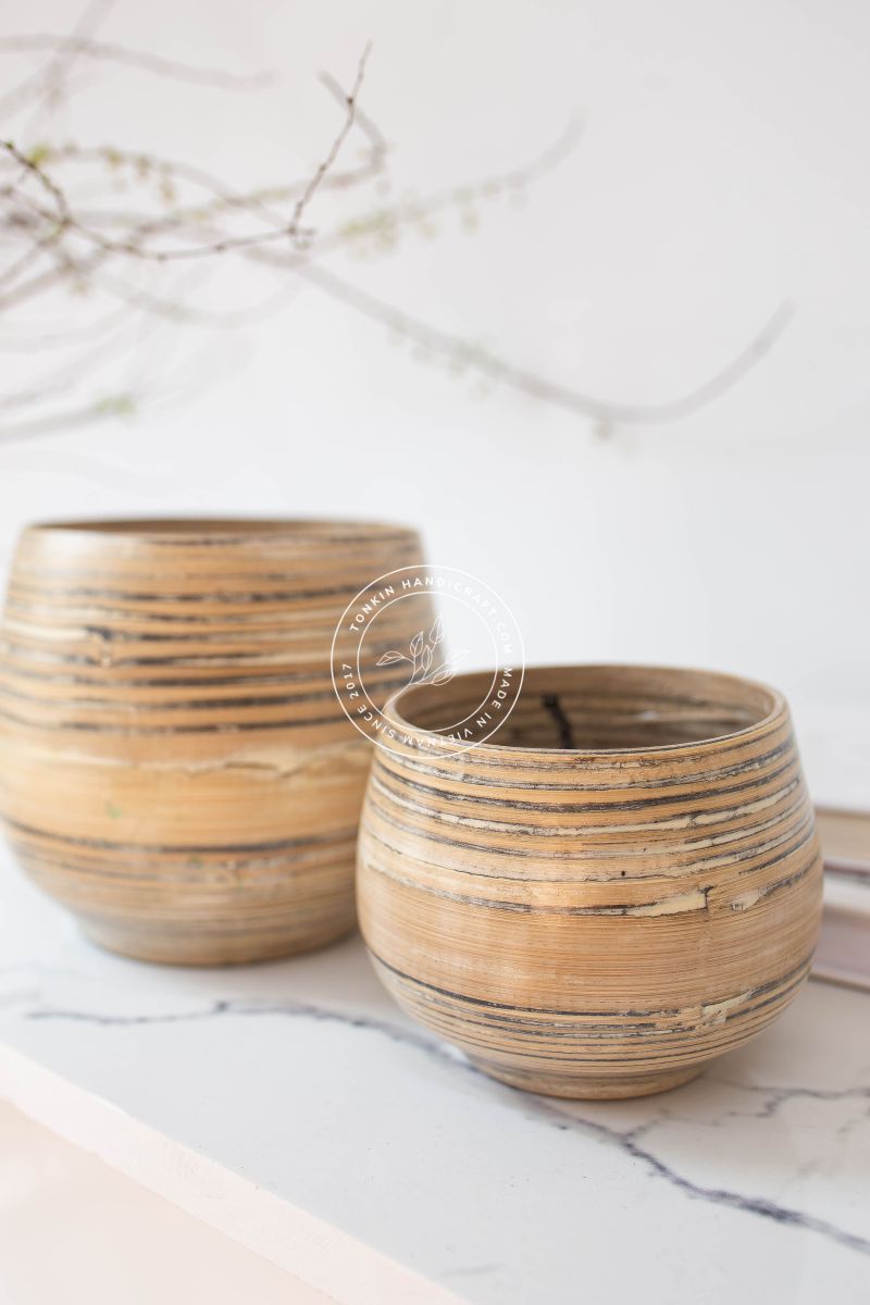 Bamboo Plant Pot, Bamboo handmade planter