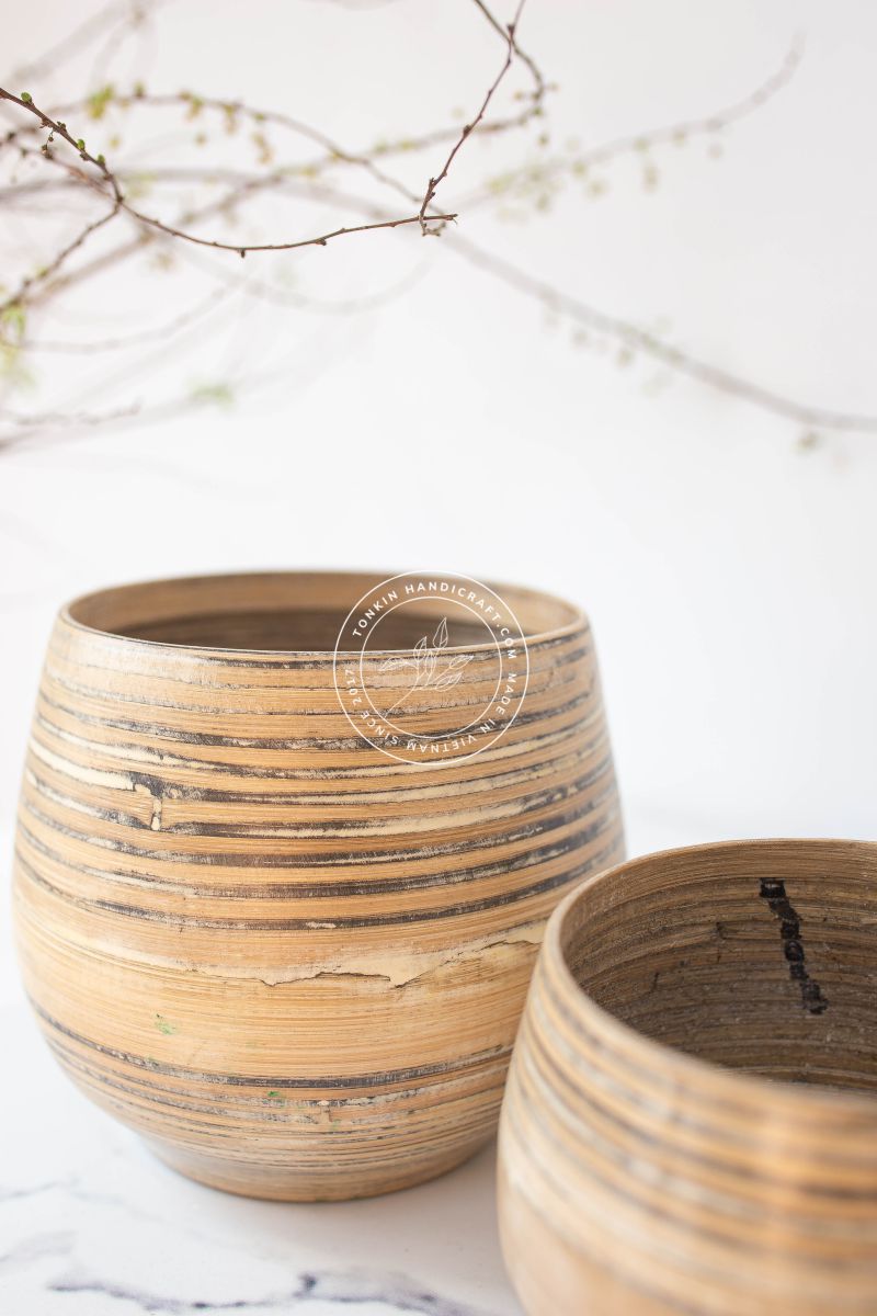 Bamboo Plant Pot, Bamboo handmade planter